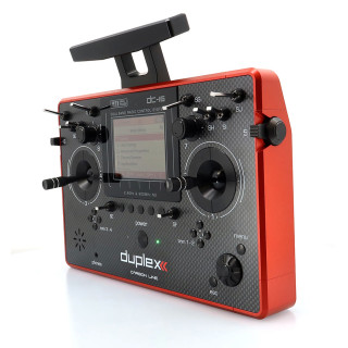 Vysielač JETI DUPLEX DC-16 II Carbon Line – červený lakovaný