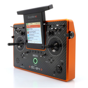 Vysielač JETI DUPLEX DC-24II Carbon Line – oranžový elox (Rev.2)