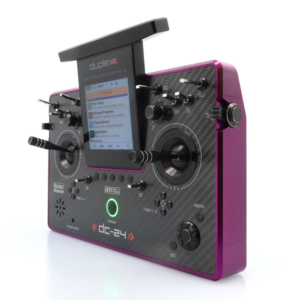 Vysielač JETI DUPLEX DC-24II Carbon Line – fialový elox (Rev.2)