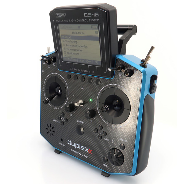 Vysielač JETI DUPLEX DS-16 II Carbon Line – modrý lakovaný